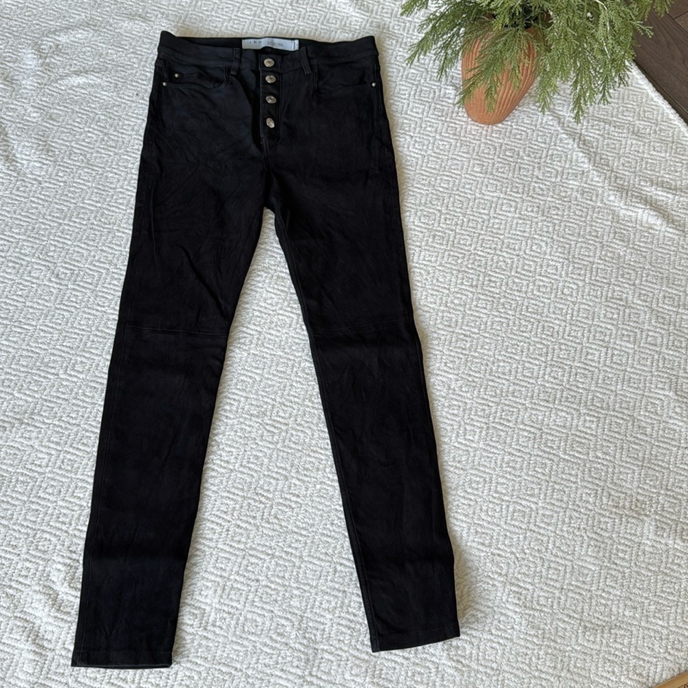 IRO 100% Lamb Leather Slim Pants Black Size 38FRA